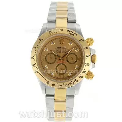 Rolex Daytona Working Two Tone Diamond Markers With Golden Dial Lady Size