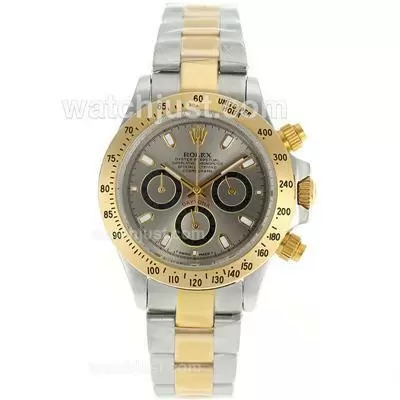 Rolex Daytona Working Two Tone Stick Markers With Gray Dial Lady Size