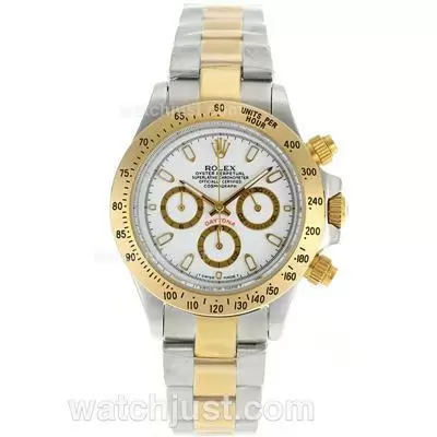 Rolex Daytona Working Two Tone Stick Markers With White Dial Lady Size