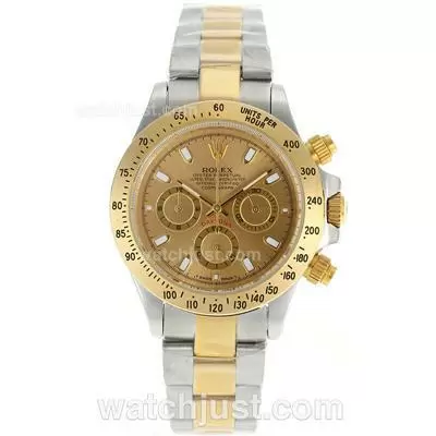 Rolex Daytona Working Two Tone Stick Markers With Golden Dial Lady Size