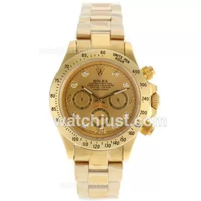 Rolex Daytona Working Full Gold Diamond Markers With Golden Dial Lady Size