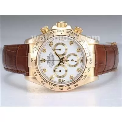 Rolex Daytona Automatic Movement Gold Case With White Dial