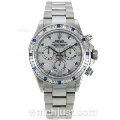 Rolex Daytona Automatic Movement Cz Diamond Bezel With Mop Dial Blue Diamond Markers S/s