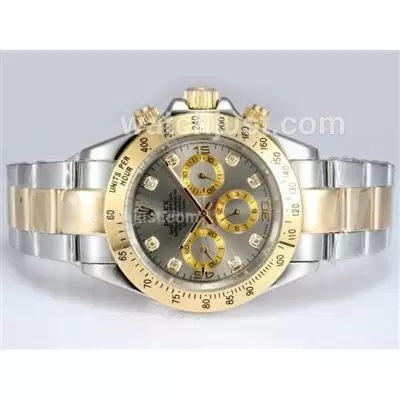 Rolex Daytona Automatic Two Tone With Diamond Marking Gray Dial