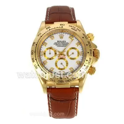 Rolex Daytona Automatic 18k Gold Plated Case With White Dial