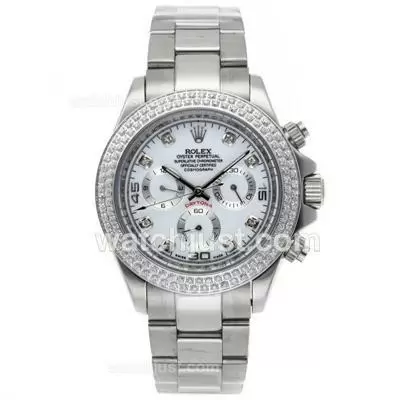 Rolex Daytona Automatic Diamond Bezel With White Dial