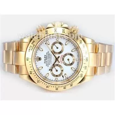 Rolex Daytona Automatic 18k Full Gold Plated With White Dial