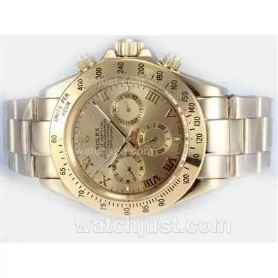 Rolex Daytona Automatic Full Gold With Golden Dial Roman Marking