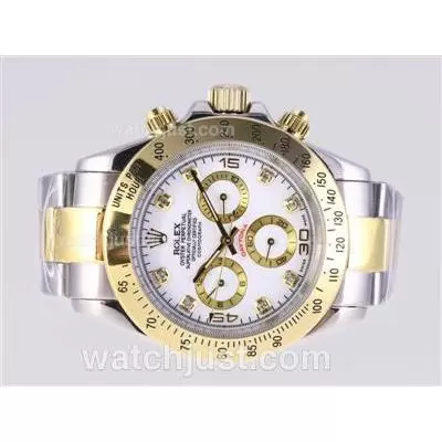 Rolex Daytona Automatic Two Tone Diamond Marking With White Dial