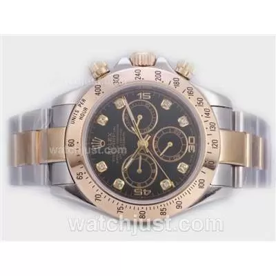 Rolex Daytona Automatic Movement With Two Tone Casing Diamond Marking