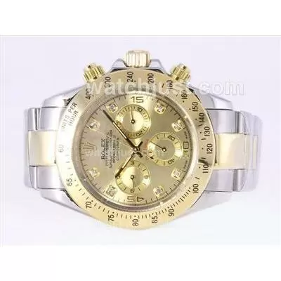 Rolex Daytona Automatic Two Tone Diamond Marking With Golden Dial