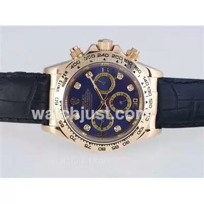 Rolex Daytona Automatic Gold Case With Blue Dail Diamond Marking