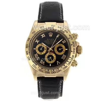 Rolex Daytona Automatic Gold Case With Black Dail Roman Marking