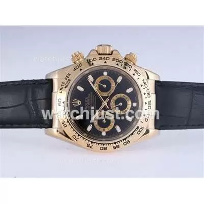 Rolex Daytona Automatic 18k Gold Plated Case With Black Dail