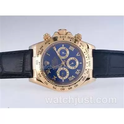 Rolex Daytona Automatic Gold Case With Blue Dial Roman Marking