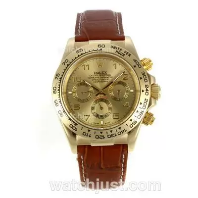 Rolex Daytona Automatic Gold Case With Golden Dail Number Marking