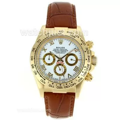 Rolex Daytona Automatic Gold Case With White Dail Roman Marking