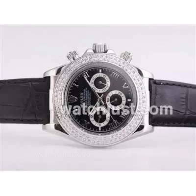 Rolex Daytona Automatic Diamond Bezel With Black Dail Roman Marking