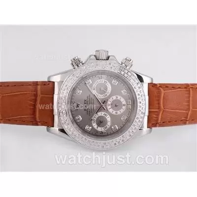 Rolex Daytona Automatic Diamond Bezel And Marking With Gray Dial