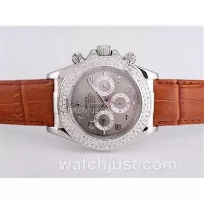 Rolex Daytona Automatic Diamond Bezel With Gray Dial Number Marking