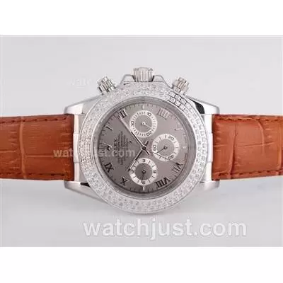 Rolex Daytona Automatic Diamond Bezel With Gray Dial Roman Marking