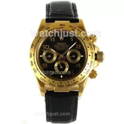 Rolex Daytona Automatic Gold Case With Black Dial Number Marking