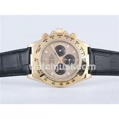 Rolex Daytona Working Gold Case With Golden Dial Stick Marking Sapphire Glass