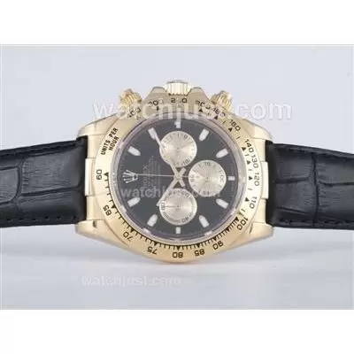 Rolex Daytona Working Gold Case With Black Dial Stick Marking Sapphire Glass