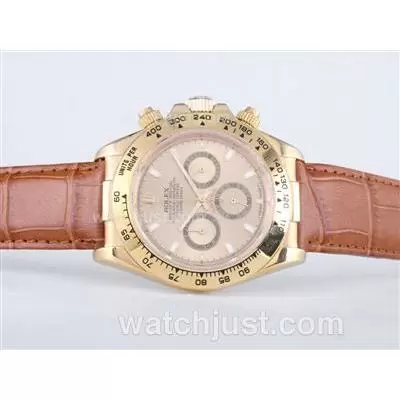 Rolex Daytona Working Gold Case With Golden Dial Stick Marking Sapphire Glass