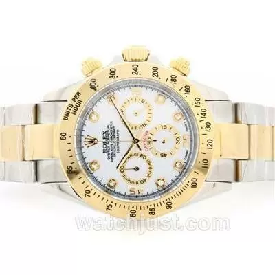 Rolex Daytona Working Chrono Yg/ss Two Tone White Dial With Diamond Marking