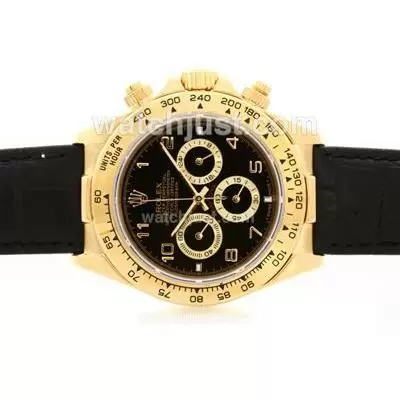 Rolex Daytona Working 18k Yellow Gold Case Black Dial With Arabic Marking