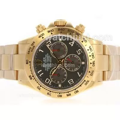 Rolex Daytona Automatic Movement Full 18k Gold Plated Case Gray Dial 2009 New Release Version