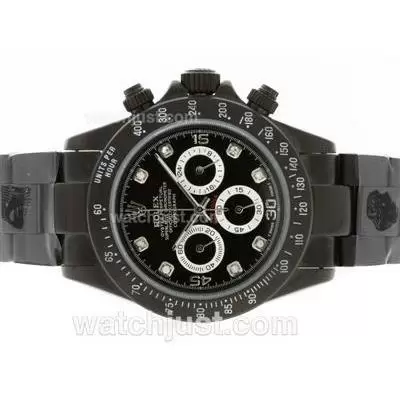 Rolex Daytona Pro Hunter Working Full Pvd With Black Dial Diamond Marking