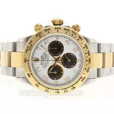 Rolex Daytona Automatic Movement Two Tone With White Dial Number Markers