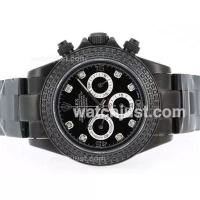 Rolex Daytona Working Full Pvd Diamond Marking And Bezel With Black Dial