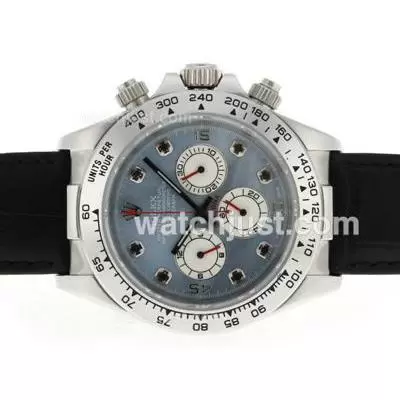 Rolex Daytona Working Diamond Markers With Blue Mop Dial Leather Strap