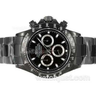 Rolex Daytona Valjoux Movement Full Pvd With Black Dial And Stick Marking