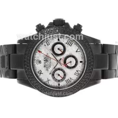 Rolex Daytona Automatic Full Pvd Diamond Bezel With Meteorite Dial Roman Markers