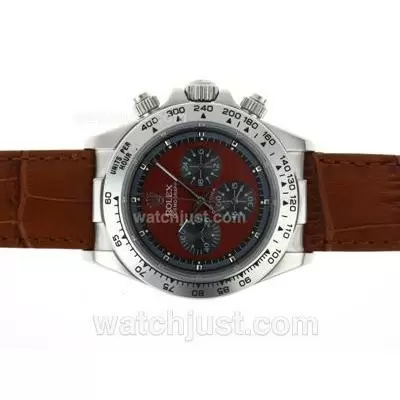 Rolex Daytona Working With Red Dial Leather Strap