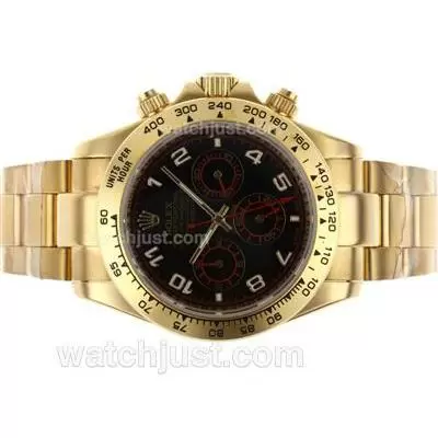 Rolex Daytona Automatic Full Gold Number Markers With Black Dial