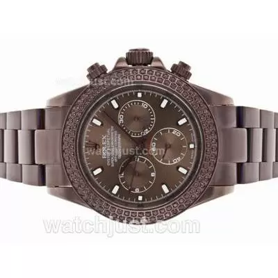 Rolex Daytona Automatic Full Coffee Gold Diamond Bezel With Coffee Dial