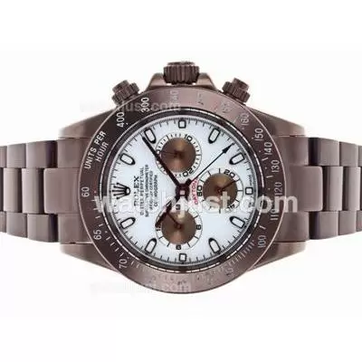 Rolex Daytona Automatic Full Coffee Gold With White Dial