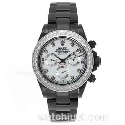 Rolex Daytona Automatic Full Pvd Diamond Bezel And Markers With White Dial