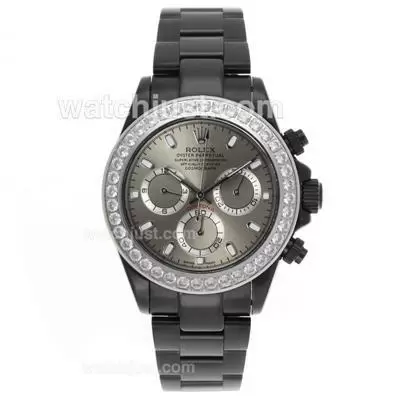 Rolex Daytona Automatic Full Pvd Diamond Bezel Stick Markers With Gray Dial