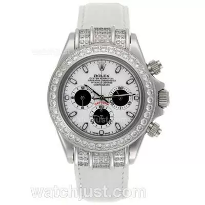 Rolex Daytona Working Diamond Bezel Stick Markers With White Dial