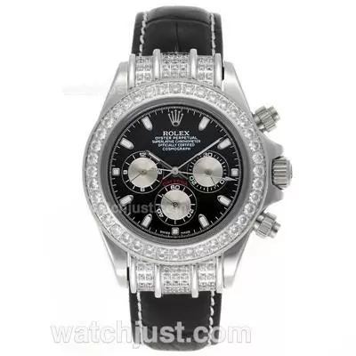 Rolex Daytona Working Diamond Bezel Stick Markers With Black Dial