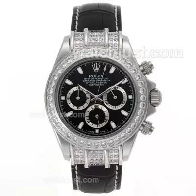 Rolex Daytona Working Diamond Bezel Stick Markers With Black Dial