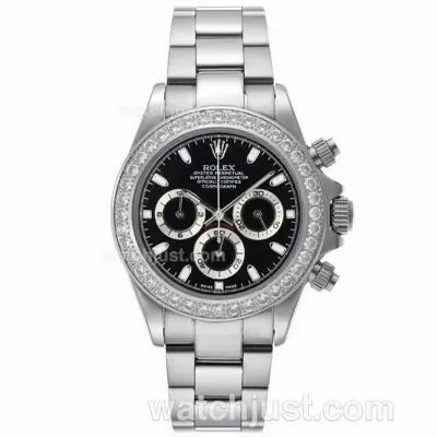 Rolex Daytona Working Diamond Bezel Stick Markers With Black Dial S/s