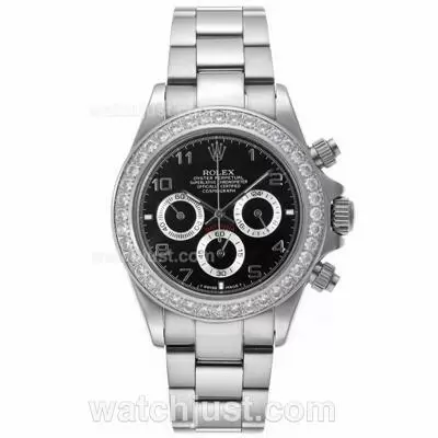 Rolex Daytona Working Diamond Bezel Number Markers With Black Dial S/s