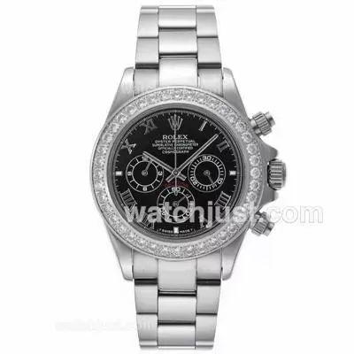 Rolex Daytona Working Diamond Bezel Roman Markers With Black Dial S/s